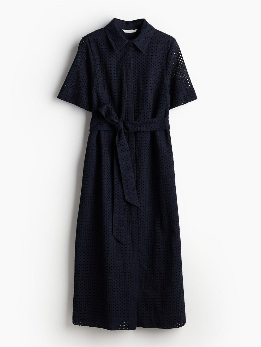 H&M Navy Broderie Anglaise Shirt Dress 100% Cotton XS BNWOT